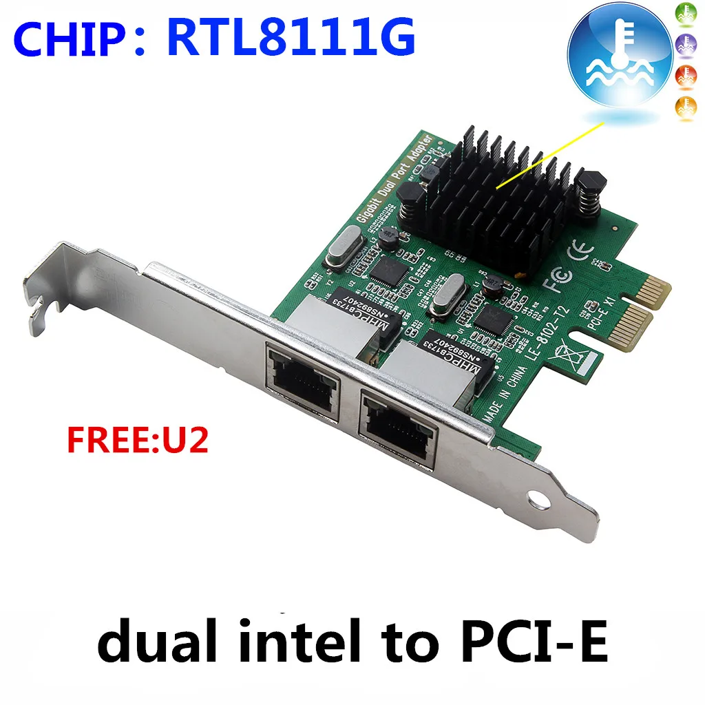 

10/100/1000Mbps PCIE x1 Network Card 2x RJ45 Port 1G NIC PCI-E Lan Gigabit Ethernet Server Adapter lightning protection 2-8111G
