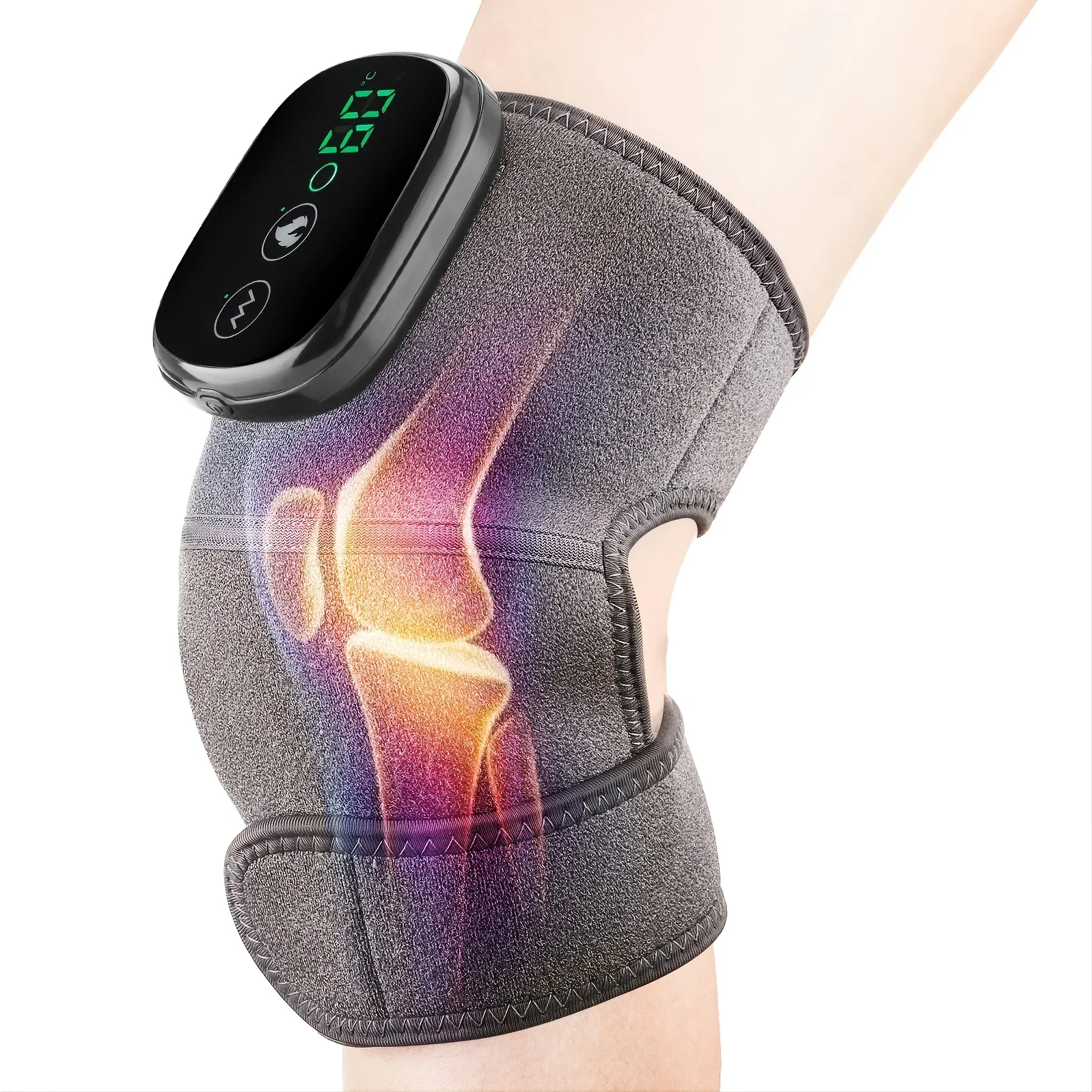 Heated knee massager shoulder strap, three in one heated knee elbow shoulder strap bag, vibrating knee heating pad wireless heated knee massager