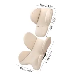 Plush Baby Stroller Cushion and Head Support Accessory (Beige)