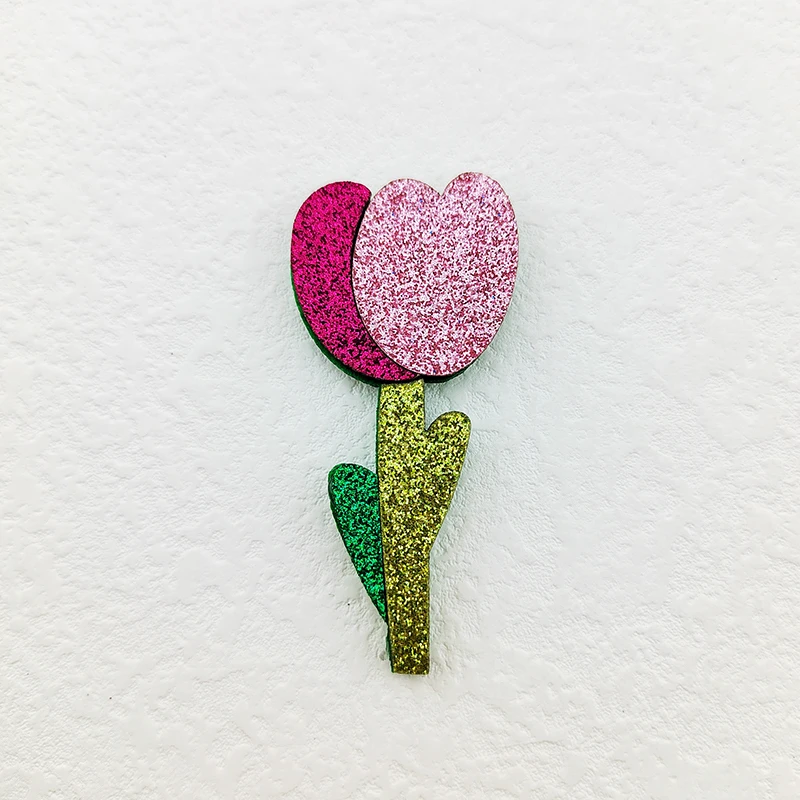 Gepolsterte Applikationen für selbstgemachte Kopfbedeckungen, Haarspangen, glitzernde Tulpenblütenform, Dekor-Kleiderflicken, 3 x 6,5 cm, 20 Stück/Lot – Detail 8