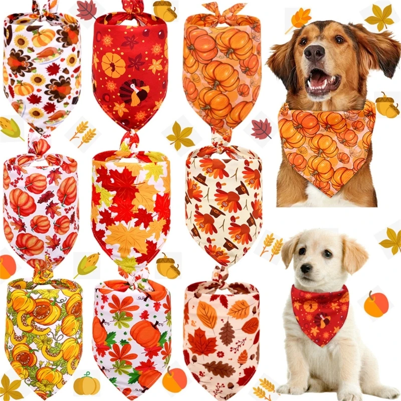 

Dog Cat Neckerchief Collar Scarf Saliva Towel Pet Thanksgiving Accessories Dog Bandanas Soft Bibs