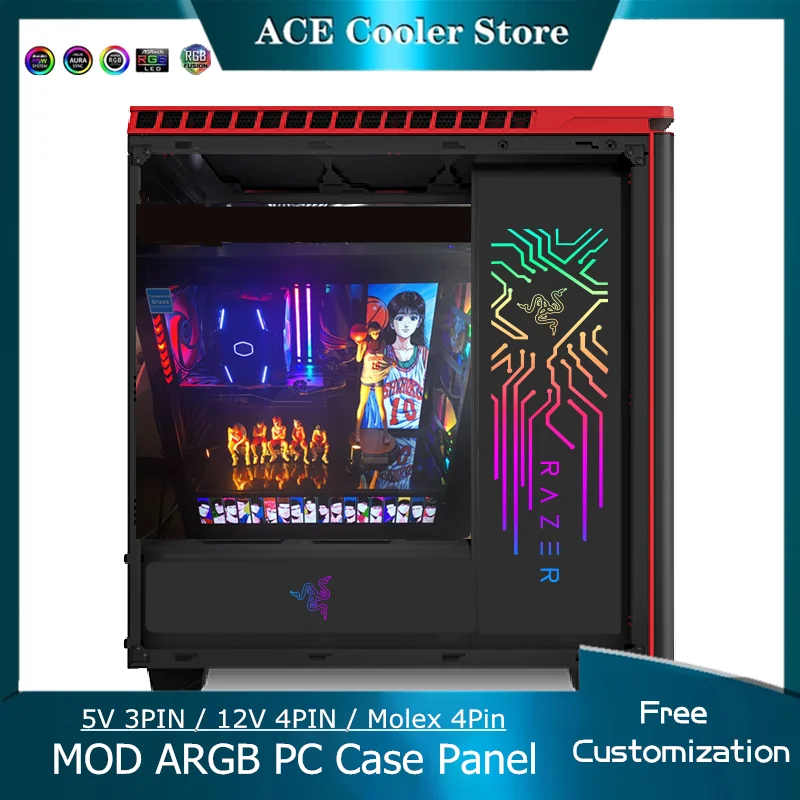 Personalizado Computador Argb pc Case Painel de Iluminação Painel Lateral Vga Backplate pc Gamer Decoração do Armário Placa Rgb Aura Sync