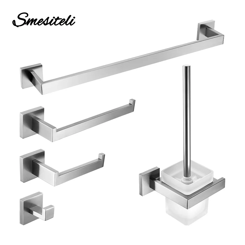 Bathroom Towel Rack Toilet Paper Holder Sets - Brushed Bathroom Accessories  Set - Aliexpress