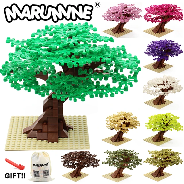 Marumine MOC Bricks Tree Set 205PCS with Plate Model Building Kit Blocks Plant Accessories Grass Parts Decoration Scene Toys 1