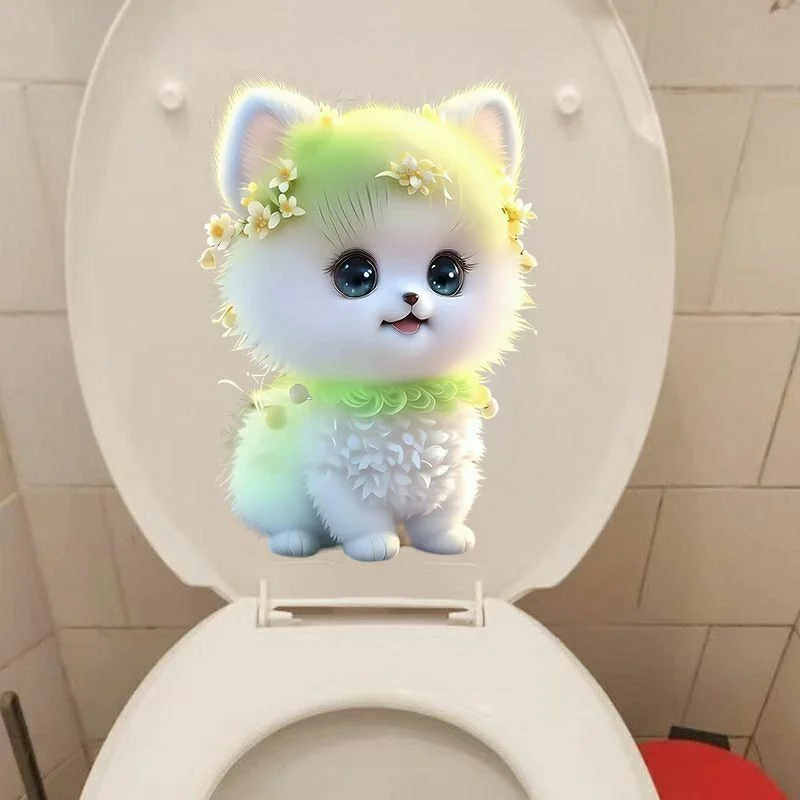 Pomeranian Toilet Stickers for Washroom Toilet Lid Backrest Animal Dog Decoration Accessories Self-adhesive Vinyl Decals vinyl stickers toilet stickers toilet seat stickers