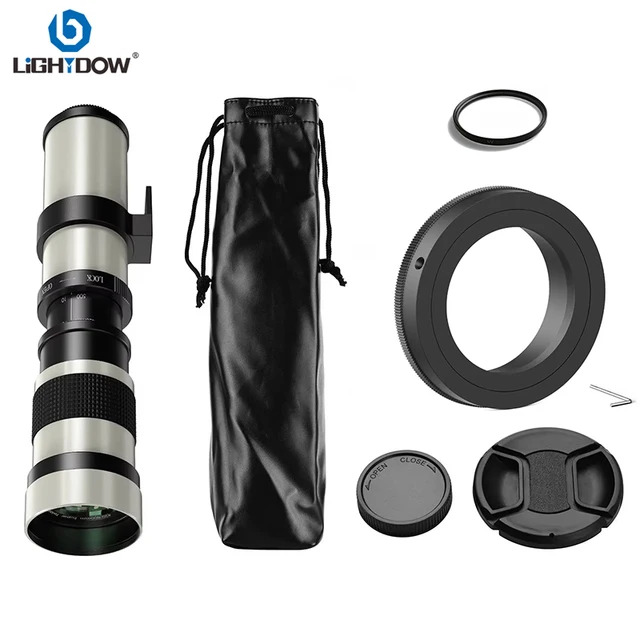 Lightdow Manual Lens Camera Lens 420-800mm F8.3-16 Telephoto Zoom Lens for Canon Nikon SLR and Sony Mirrorless Camera
