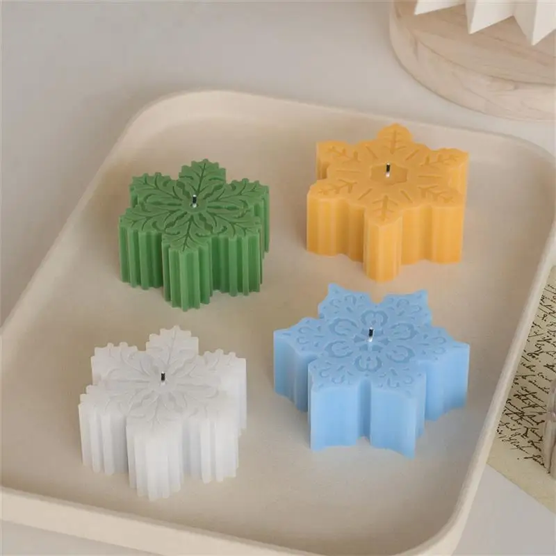 Description Picture 3 of itemChristmas Snowflake Candle Silicone Mold Handmade Soap Aromatherapy Gypsum Resin Ice Mould Candle Making Kit Home Decor Gifts