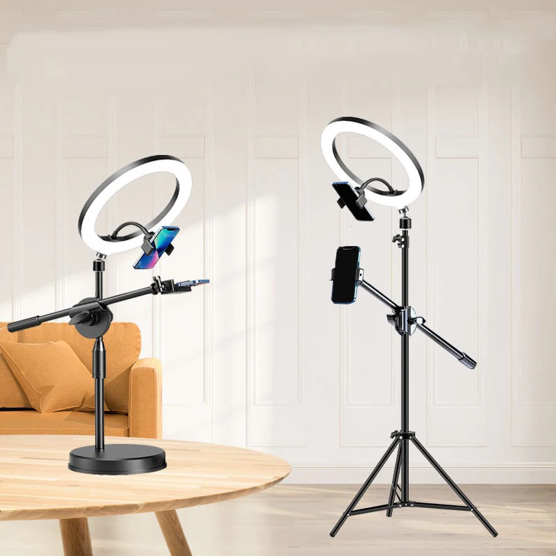 Tripod atas kepala 30CM untuk ponsel, braket ponsel dengan lampu