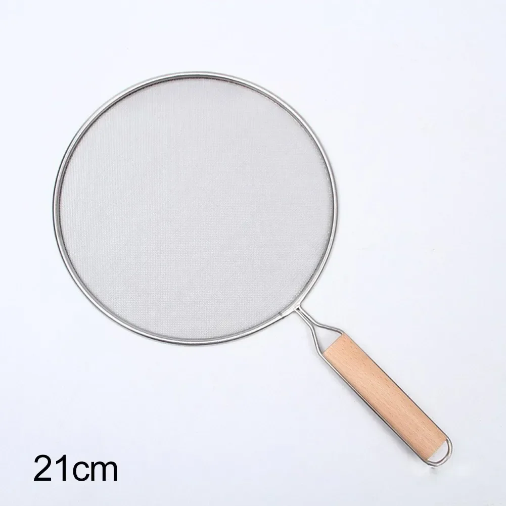 21-33CM Stainless Steel Oil Splatter Screen Frying Pan Mesh Guard Kitchen Cooking Tools Multi-purpose Filter Net Wood Handle kitchen splatter screen,kitchen splash guard