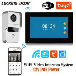 POE Video Doorbell IP Wired Wifi Video Intercom System Kits Door Phones Tuya App For Villa Apartment IR night Vision Doorphone