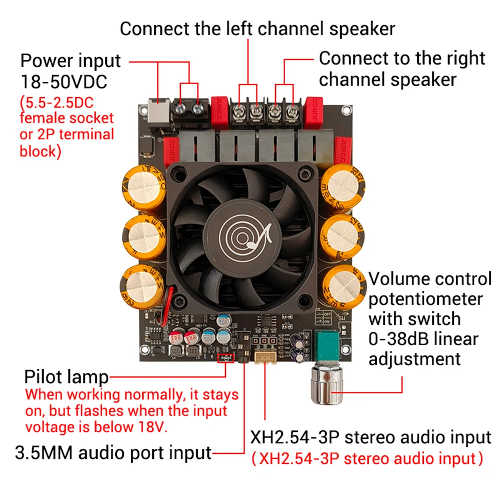 ZK-6002 TPA3255 Audiophile HIFI Digital Audio Amplifier Board