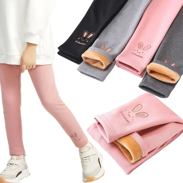 Leggings pour filles de 3 à 8 ans, pantalons lapin pour bébés, collants thermiques pour enfants, doublure polaire, à la mode, bas décontracté, automne et hiver 1