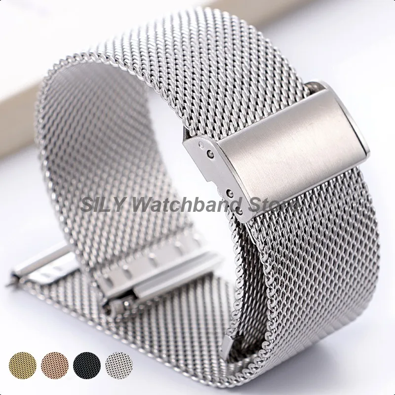 Stainless Steel Milanese Watch Band with Quick Release Mesh Loop - Metal Strap