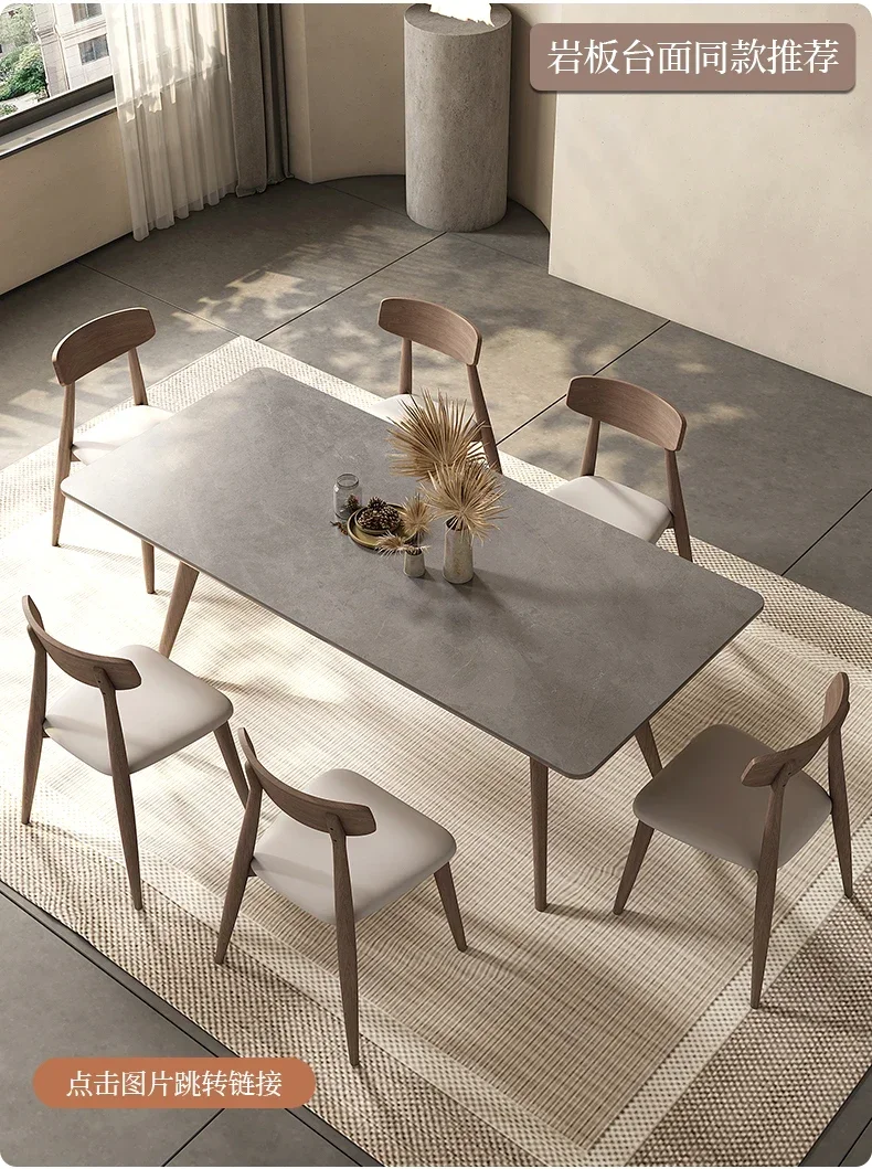 

Nordic solid wood dining table rectangular modern minimalist villa pure white wax wood small family Italian style dining table