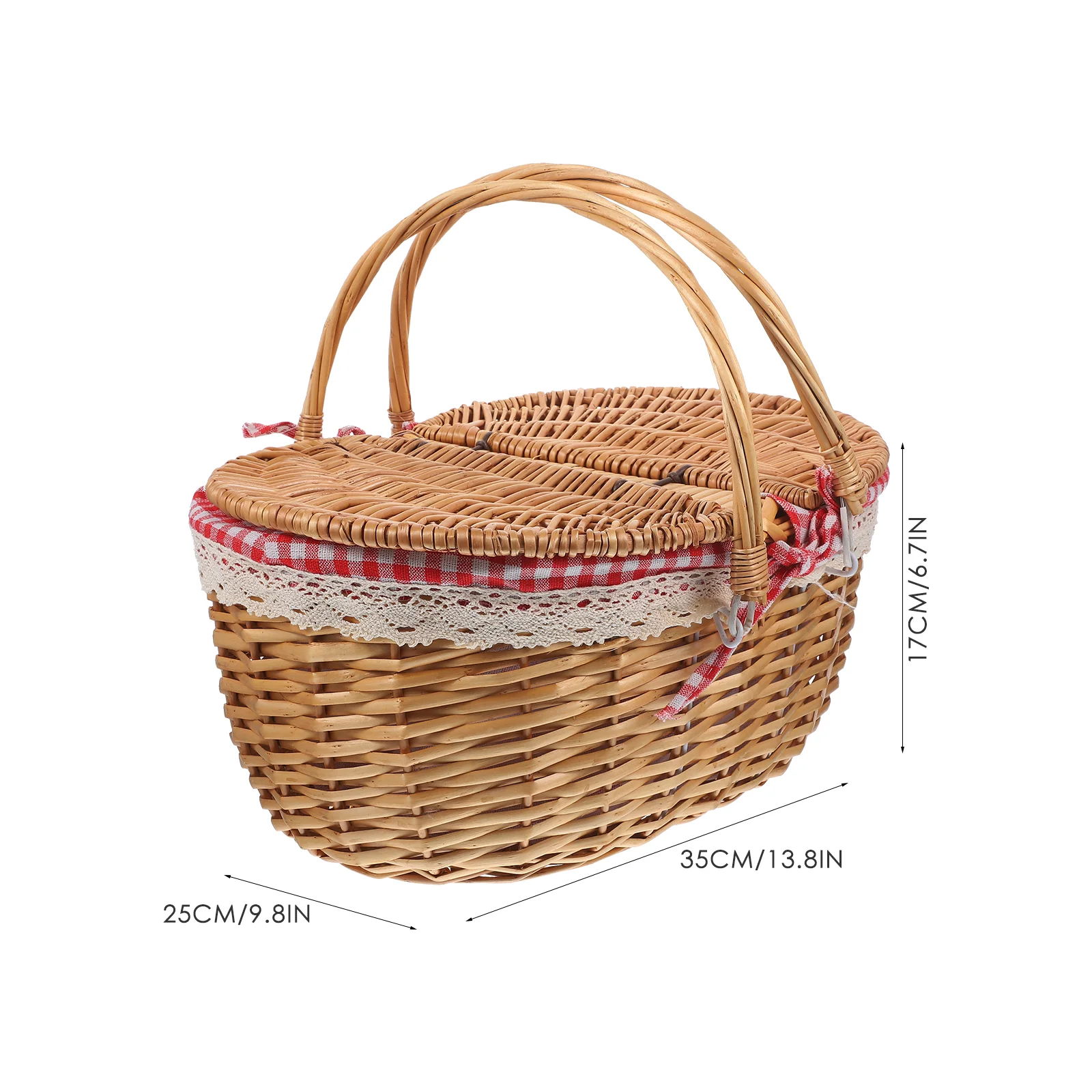 Wicker Basket with Handles Cute Baskets for Gifts Picnic Lid Woven 5