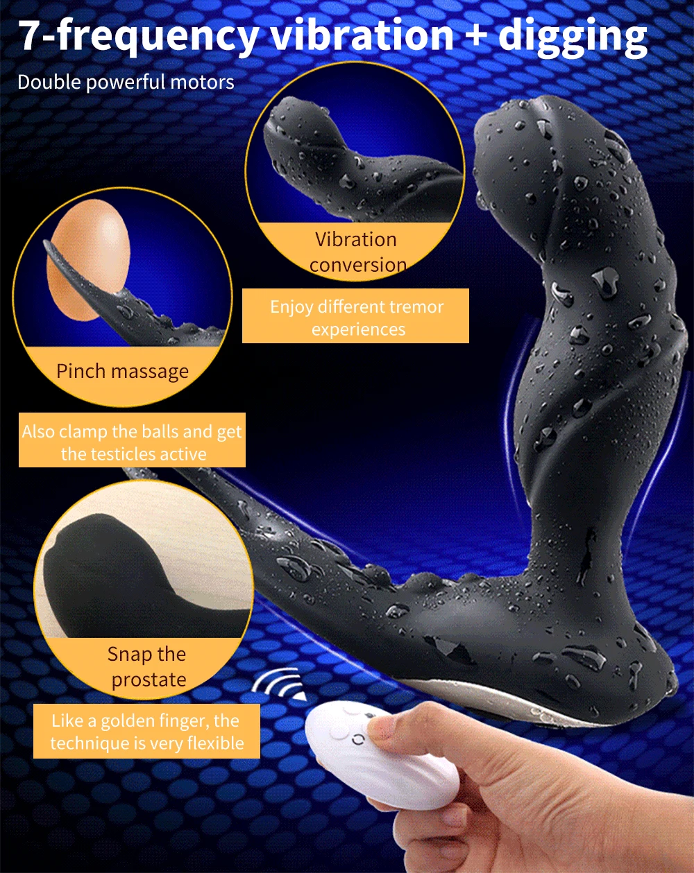 Prostata-Massage männlicher Vibrator Rotation Perlen Anal Plug Vibrator Silikon Verzögerung Ejakulation männlich Masturbat_voghion.com