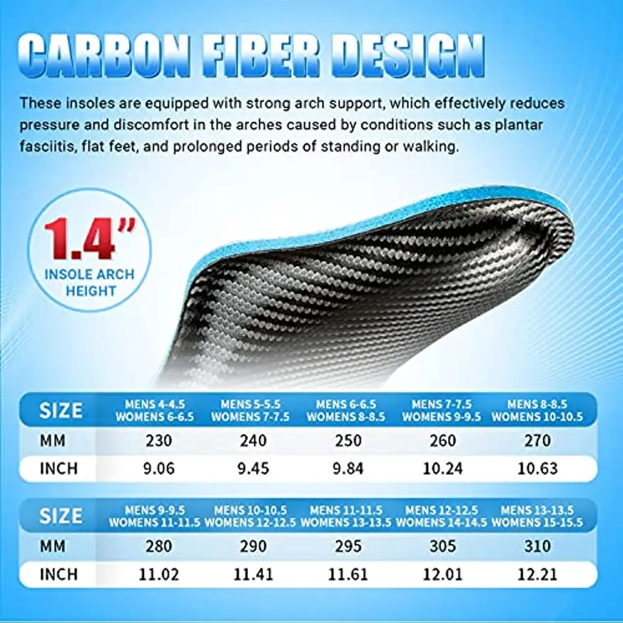 PCSsole Arch Support Insoles for Women and Men,Orthotics Pain Relief Shoe Inserts for Flat Feet,Plantar Fasciitis,Heel Pain