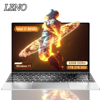 Laptop HD da 14,1" Intel i7-8650U 32 GB di RAM 512 GB 2 TB SSD Batteria da 5000 mAh Windows 11 Pro WiFi 6 Notebook da gioco aziendale ultra sottile