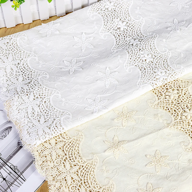 

Новая трехмерная вышивка с вырезами и выпуклой вышивкой, полная ширина, молочный шелк, вышитая хлопчатобумажная ткань, Женская ткань