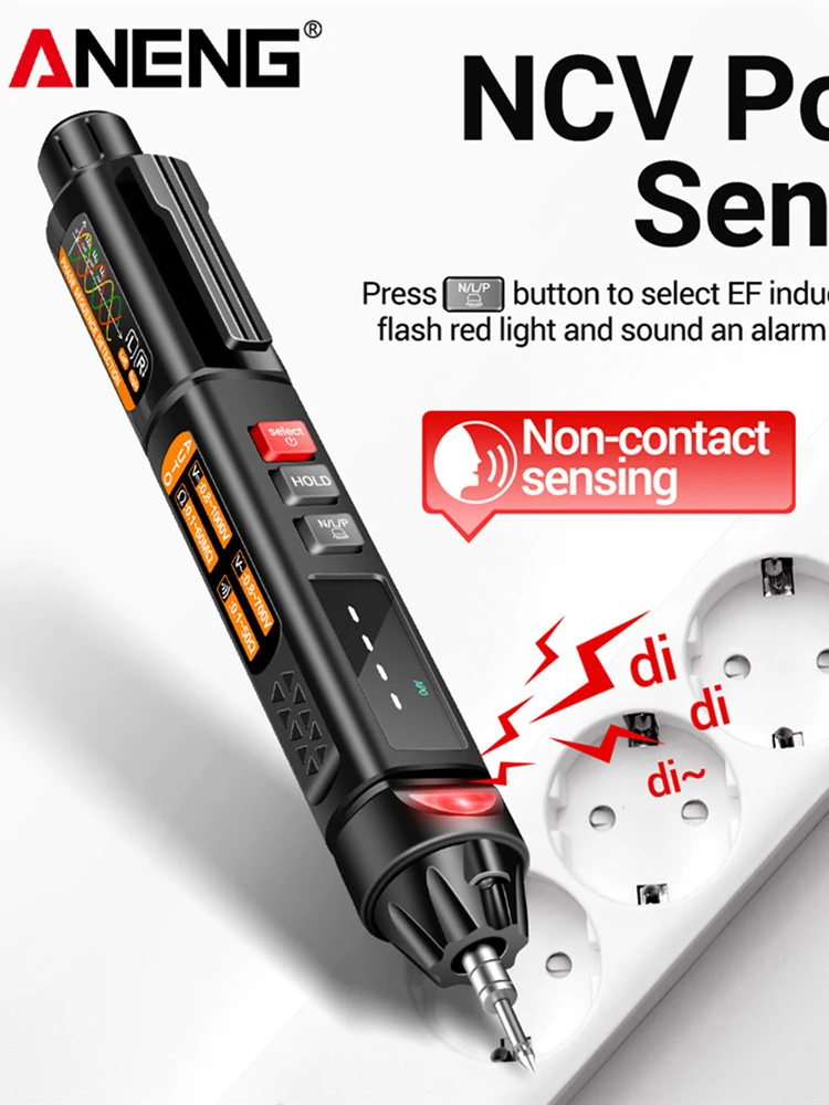 ANENG A3009 NCV Multimeter Pen 6000 Counts Smart Voice Broadcast Multimeter Auto-Ranging for Labo/Hospital/Radio Consultant/Home