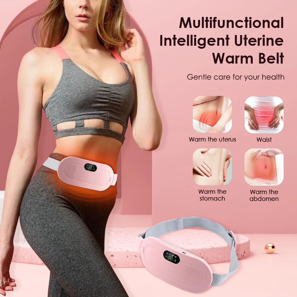 Electric Period Cramp Massager Vibrating Heating Belt for Menstrual Colic  Waist Stomach Abdominal Warm Palace Belt