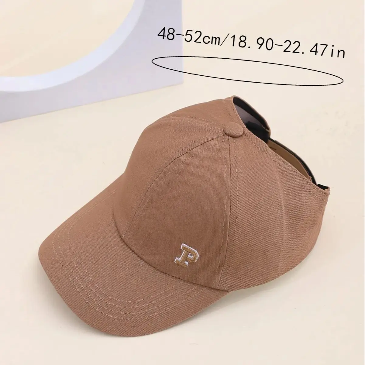 Children's Spring Summer Duckbill Cap Girl's Letter P Embroidery Half Hollow Top Tie a Ponytail Baseball Cap