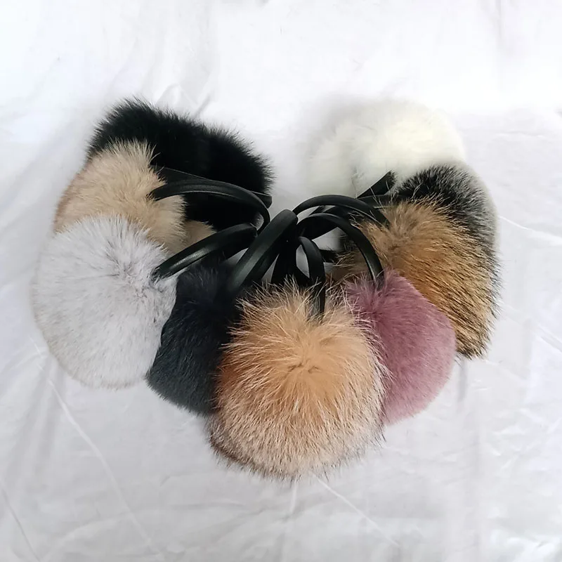Women Real Fox Fur Earmuff Winter Luxury Warm Genuine Fur Ear cap Female Soft Warm Ear Warmer