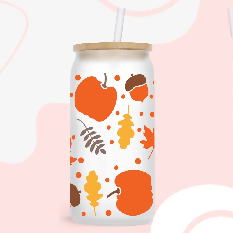 DTF Transfer Sticker Autumn Theme for 16oz Libbey Glasses