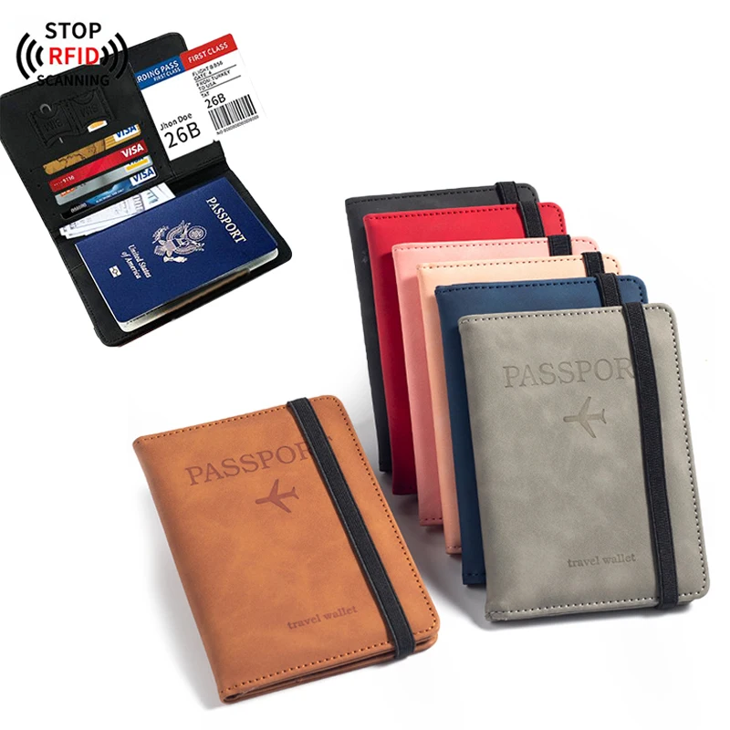 

Women Men RFID Vintage Business Passport Covers Holder Multi-Function ID Bank Card PU Leather Wallet Case Travel Accessories