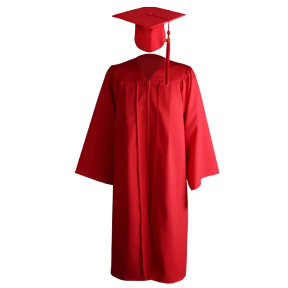 Lightweight Academic Gown Set Tassel Mortarboard Set Unisex Academic Hat for Graduation Ceremony