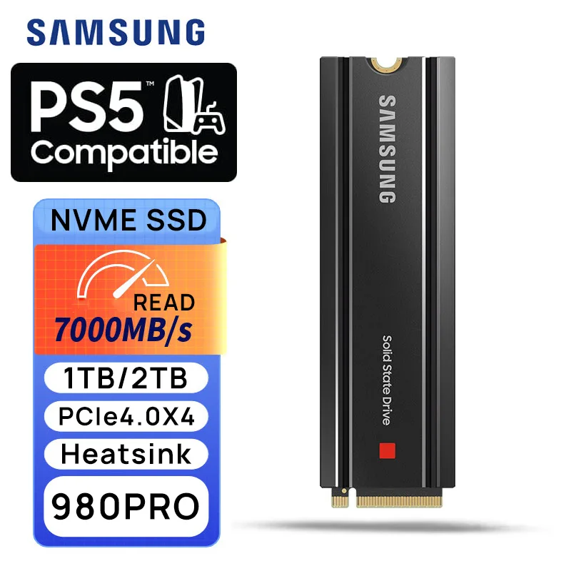 SAMSUNG 1TB 2TB SSD 980 Pro with Heatsink NVMe PCIe 4.0 M.2 2280 