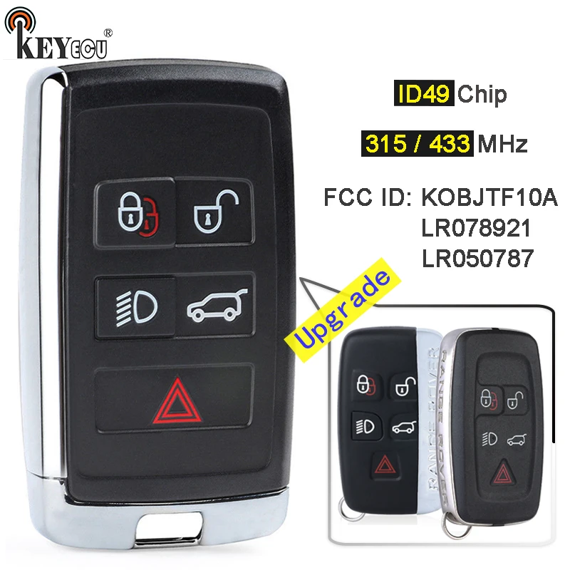 

KEYECU 315/ 433MHz FCC ID: KOBJTF10A Upgraded Remote Key Fob key 5 Button for Land Rover LR2 LR4, for Range Rover Evoque /Sport