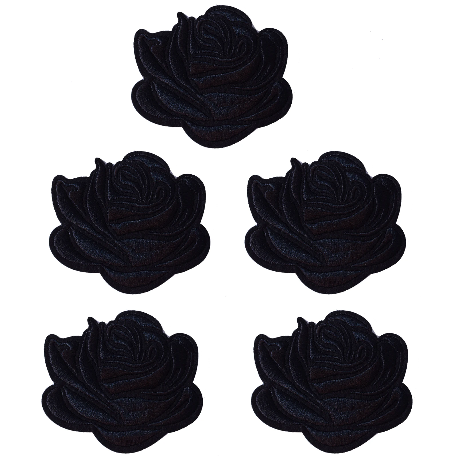 Embroidered Patches with Roses, Sunflower Appliques, Iron on Badges, Repair Cloth for Decorations, 5PCs