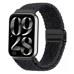 Nylon Braided Magnetic Smartwatch Strap Bracelet Accessory for Redmi watch 5 (Metallic Black)