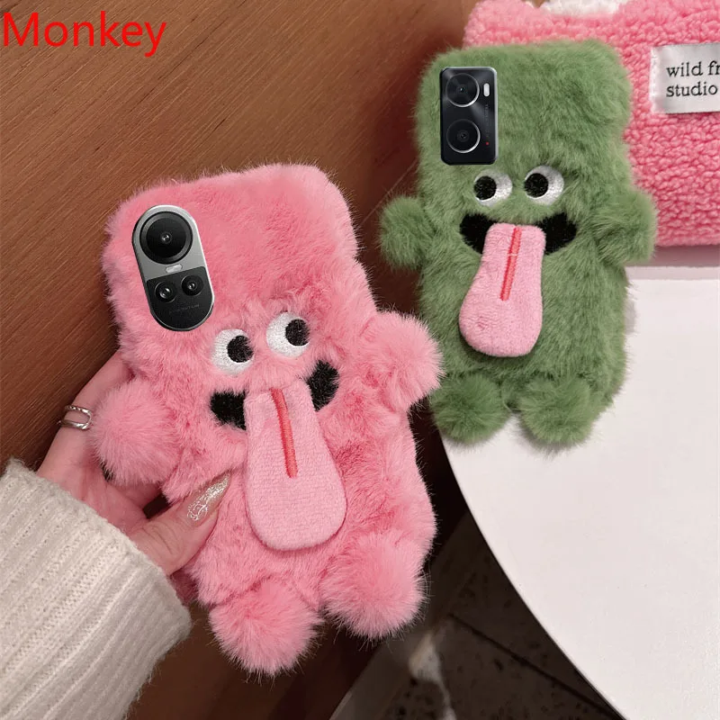 Plush Fluffy Cartoon Tongue Out Phone Case Cover