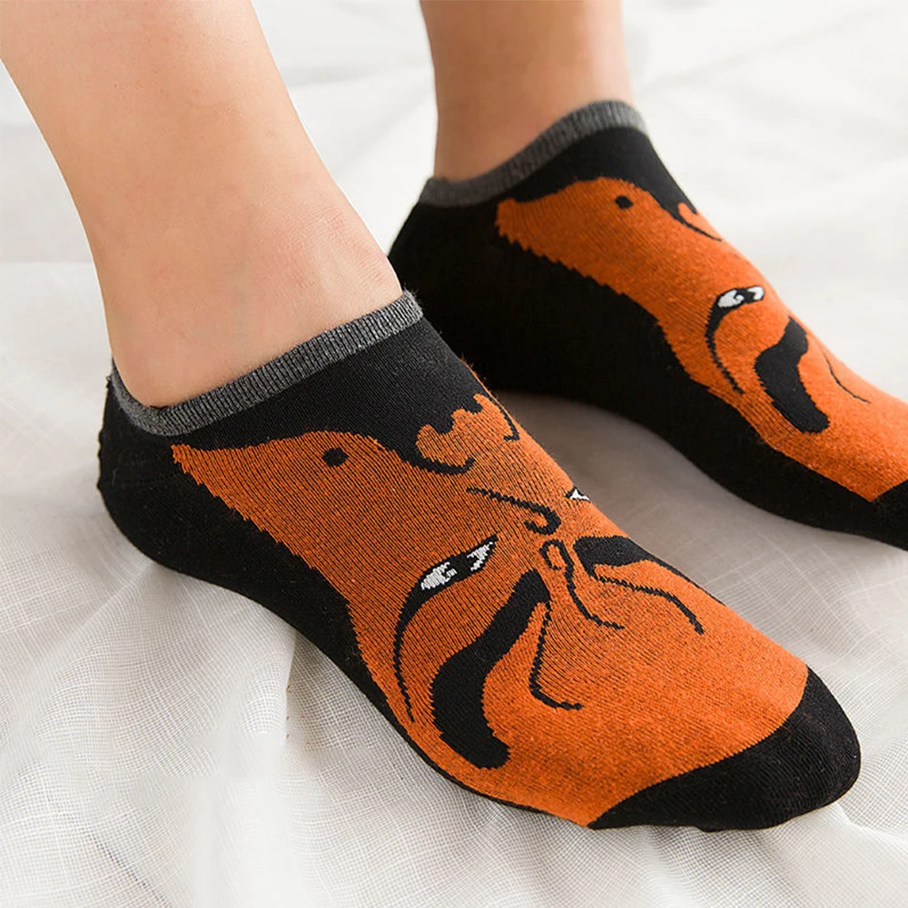 6Pairs Peking Opera Pattern Boat Sock Pure Cotton Breathable Deodorant Shallow Mouth Low-Top Tide Colorful Chinese Style Socks