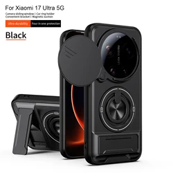 Magnetic Stand Shockproof Armor Phone Case with Slide Camera Protector and Kickstand for Redmi  Note15 5G (Black)