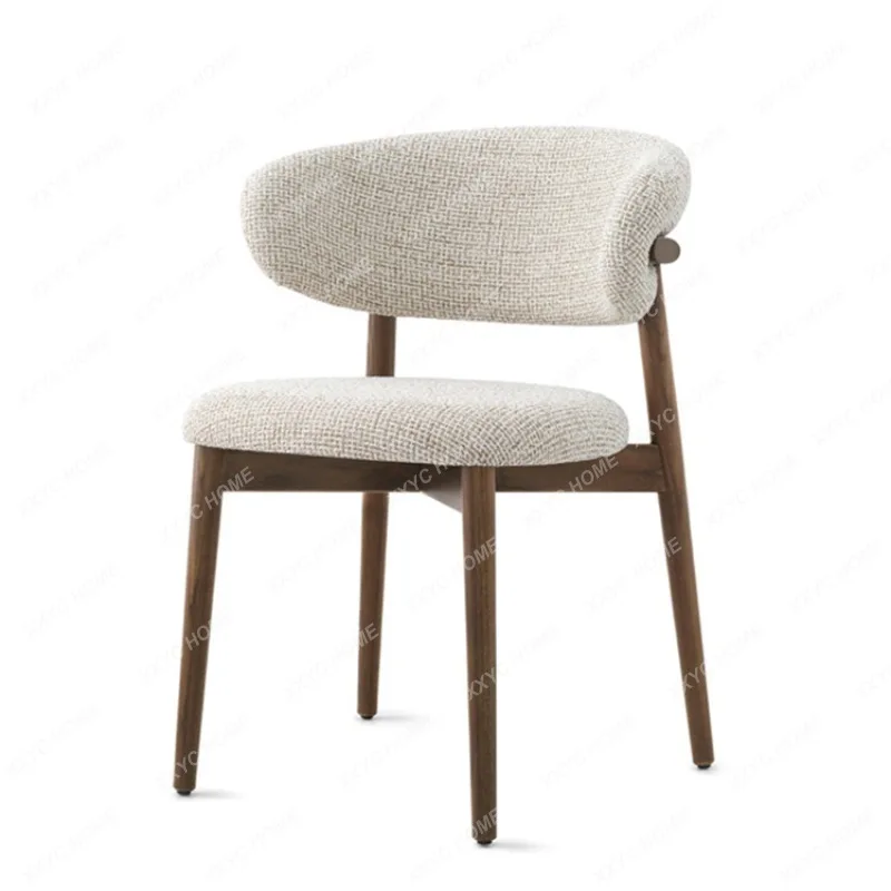 

Nordic Solid Wood Dining Chair Designer Fabric Chair Hotel Armchair Household Restaurant Tables and Chairs