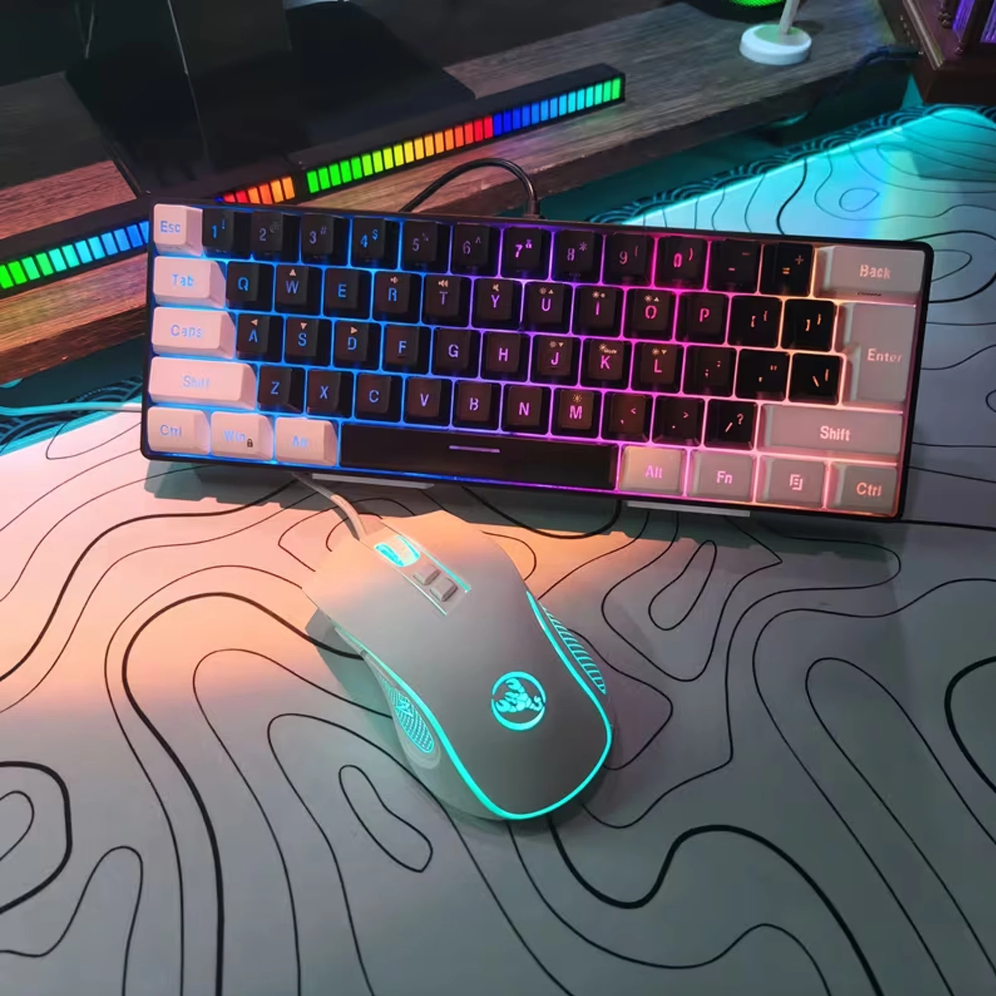 61-key Gaming Keyboard & Mouse Combo, 60% Wired RGB Membrane Keyboard, Optical Mouse, Compact Ergonomic, Sturdy_voghion.com