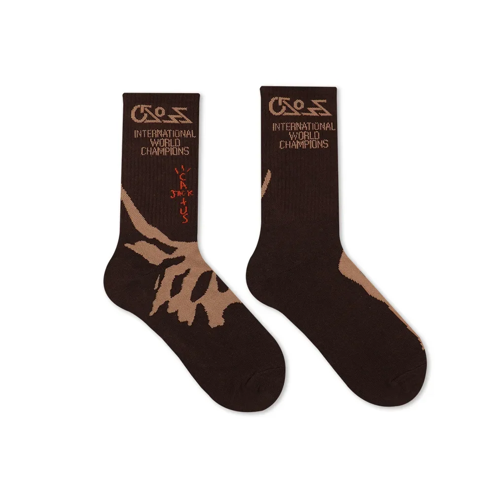 Neue Damensocke Crew Cactus Jack Socken Reine Baumwolle Sport Hip Hop Skateboard Mode Weiß/Schwarze Socken Personalisiertes Geschenk – Detail 2