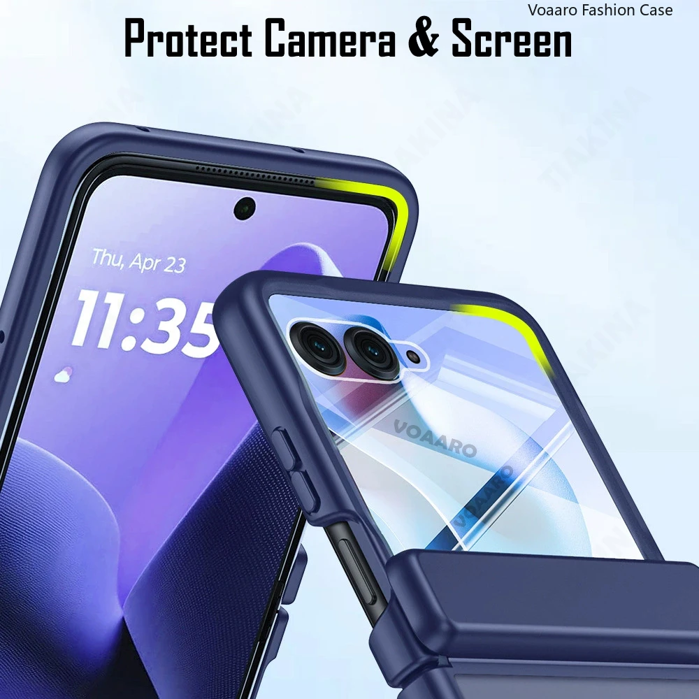 Magnetic Matte Clear Case with Small Glass Film and Hinge Protection