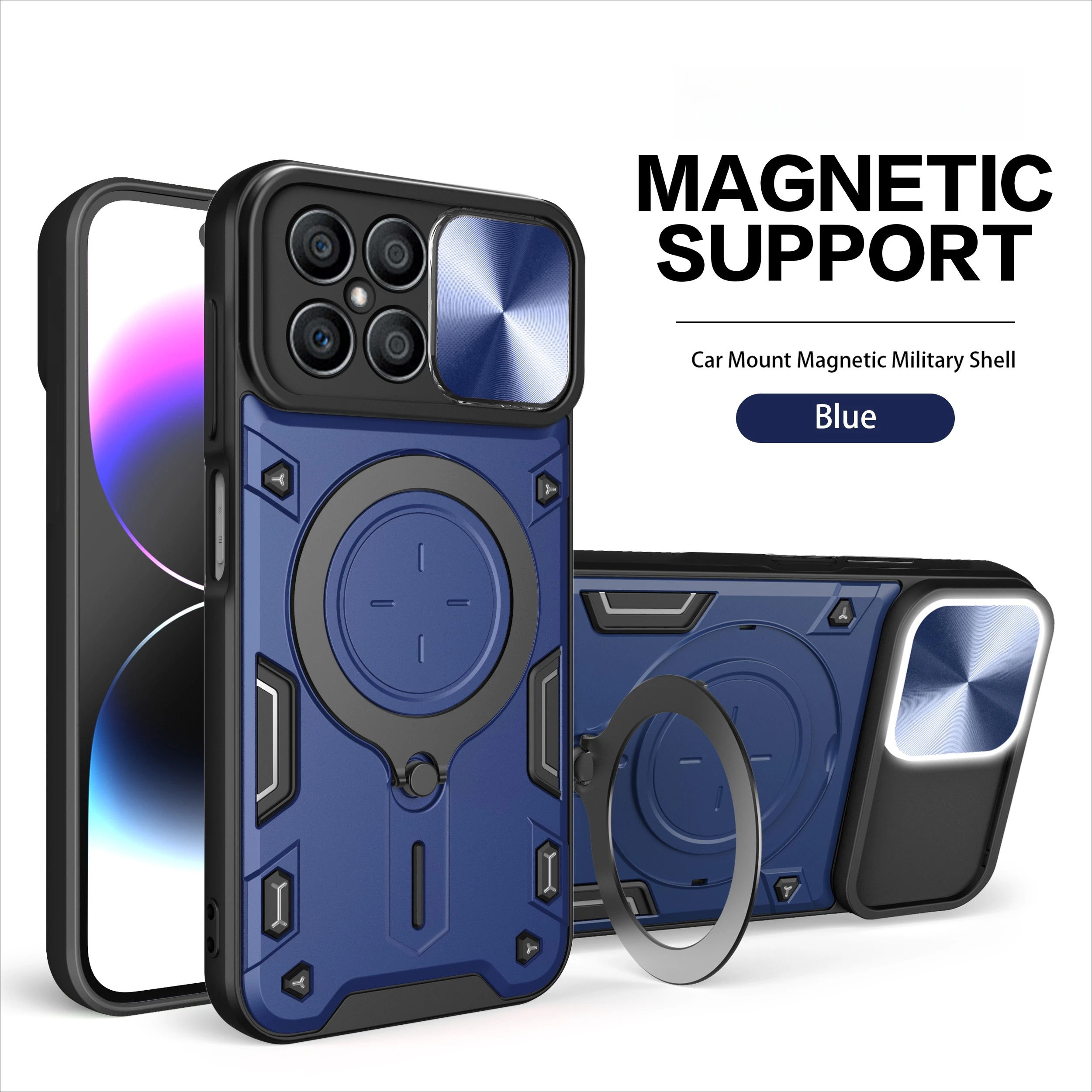 Magnetic Ring Bracket Hard Plastic Phone Case Shell