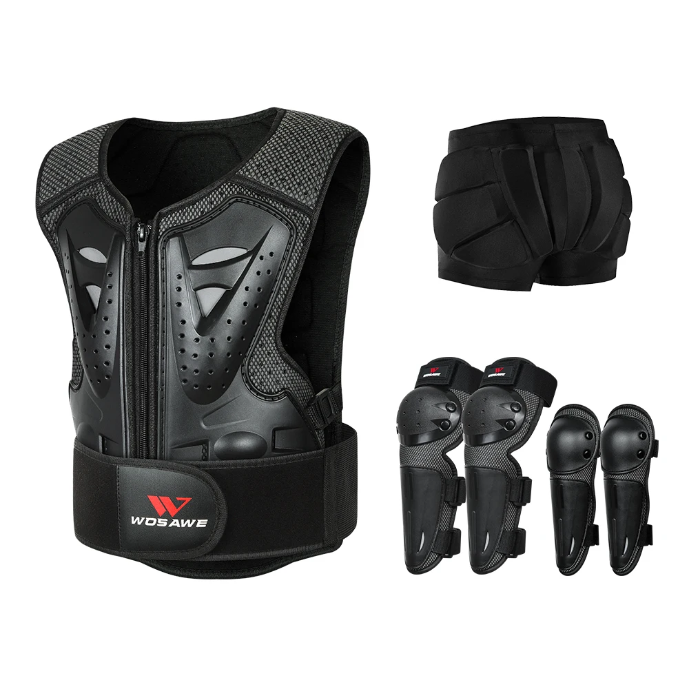WOSAWE Kids Armor Vest Knee Elbow Pads Hip Protection Motocross Armor