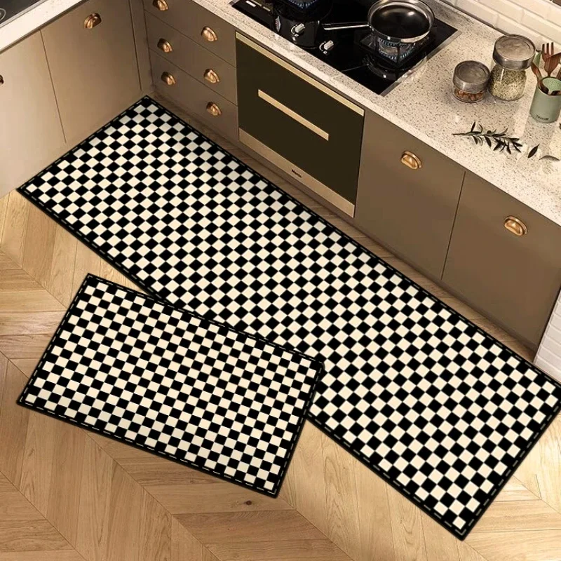 

Kitchen Carpet Plaid Waterproof Oil-proof PVC Leather Rug Home Decoration Large Area Non-slip Balcony Mat Tapis Tapete ковер 러그
