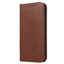 Luxury Leather Flip Magnetic Phone Case Cover for iPhone 13 Pro (Brown)