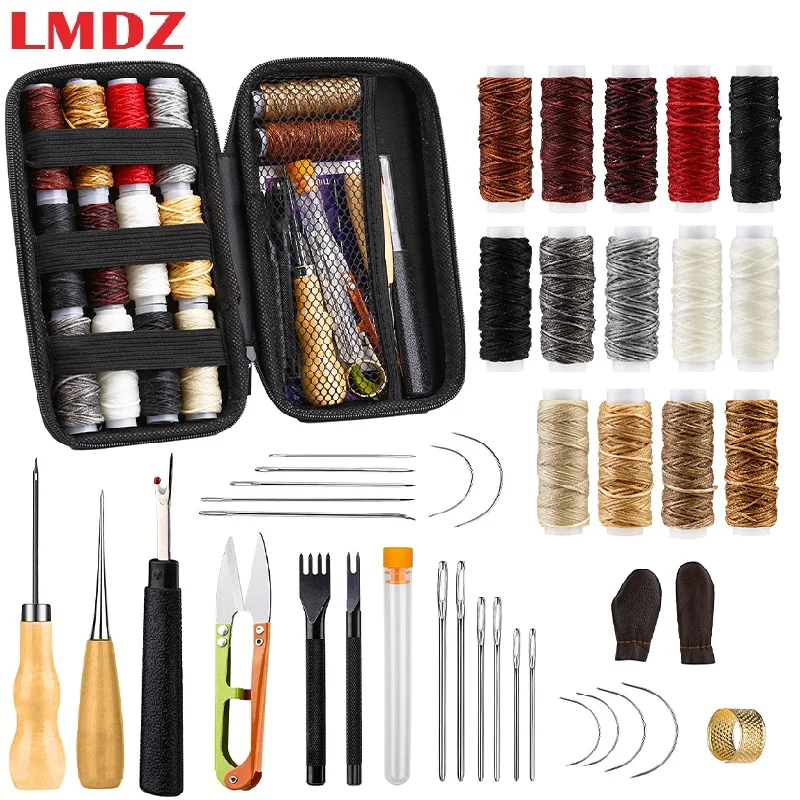 

LMDZ Leather Stitching Kit with Waxed Thread Sewing Kit with Large-Eye Stitching Needles for DIY Leather Craft Repair
