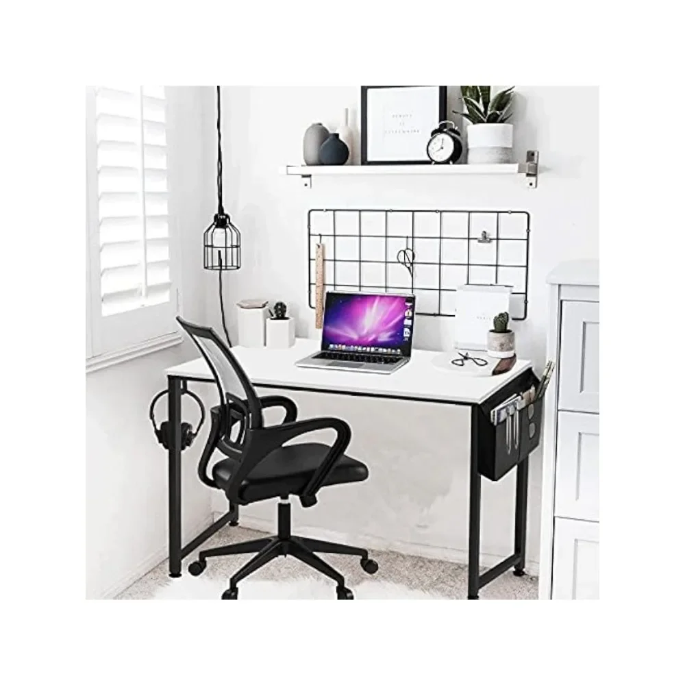 

Small Computer Desk for Bedroom White Modern Writing Table for Home Office Small Spaces Student Teens Study Work PC Desk 31 Inch