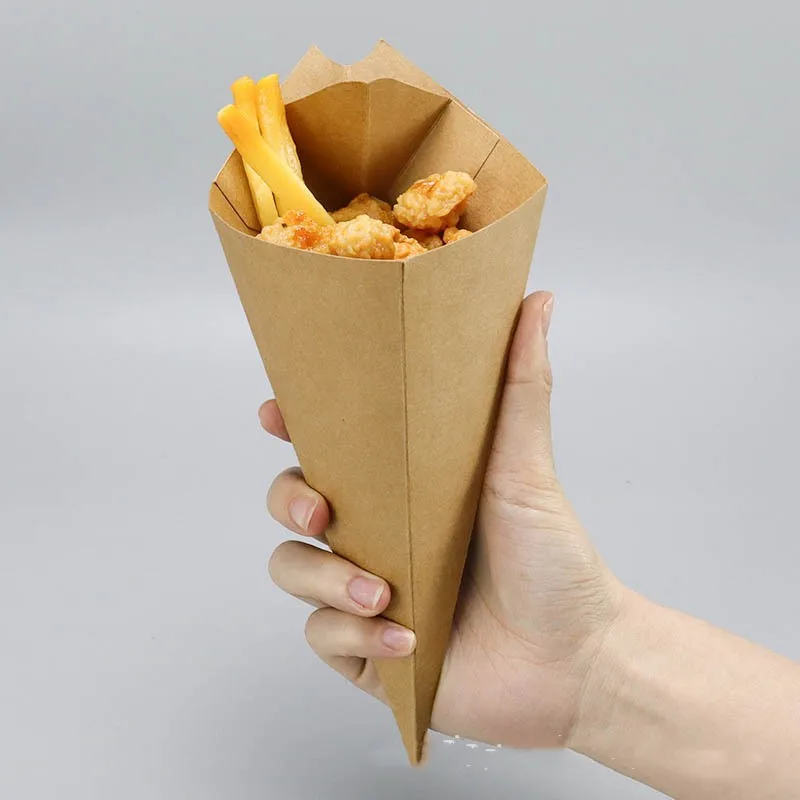50pcs Disposable Kraft Paper French Fries Boxes, Fast Food Takeout Containers for Chick... - SKU PFFB1206 - UGI Packaging