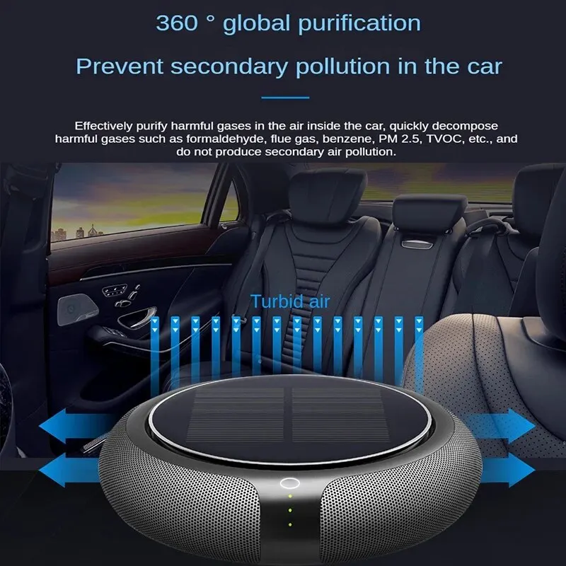 Solar Negative Ion Air Purifier For Car To Remove Peculiar Smell