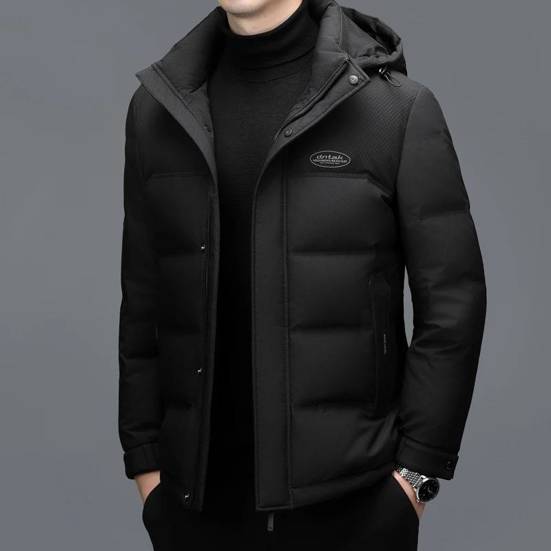 YX-2608 Men's Thick Short Down Jacket Winter New Detachable Hat White Duck Down Warm Casual Fashion Jacket Hooded Coat